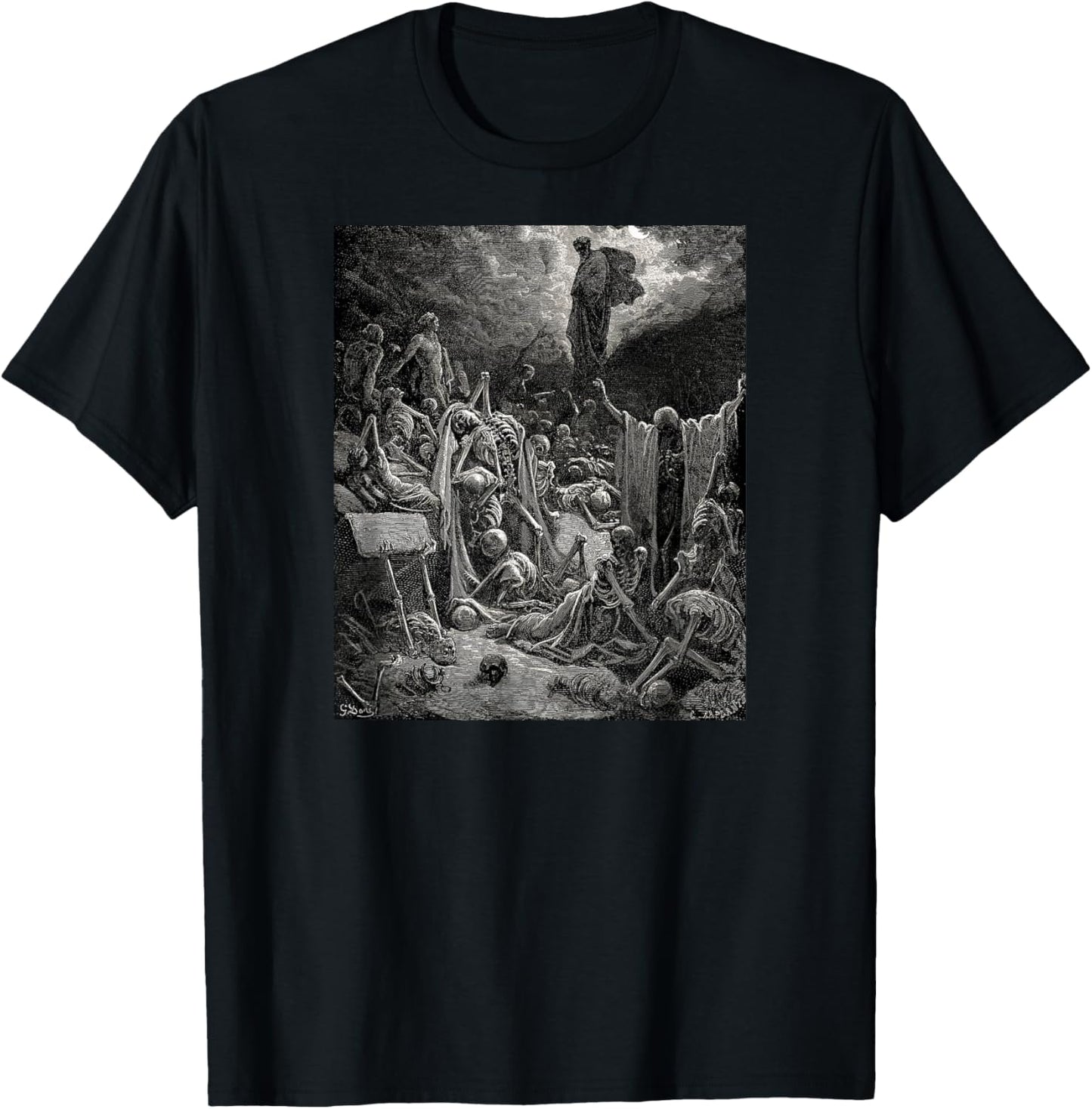 The Vision of the Valley of Dry Bones Gustave Dore T-Shirt - T-Shirt | Black