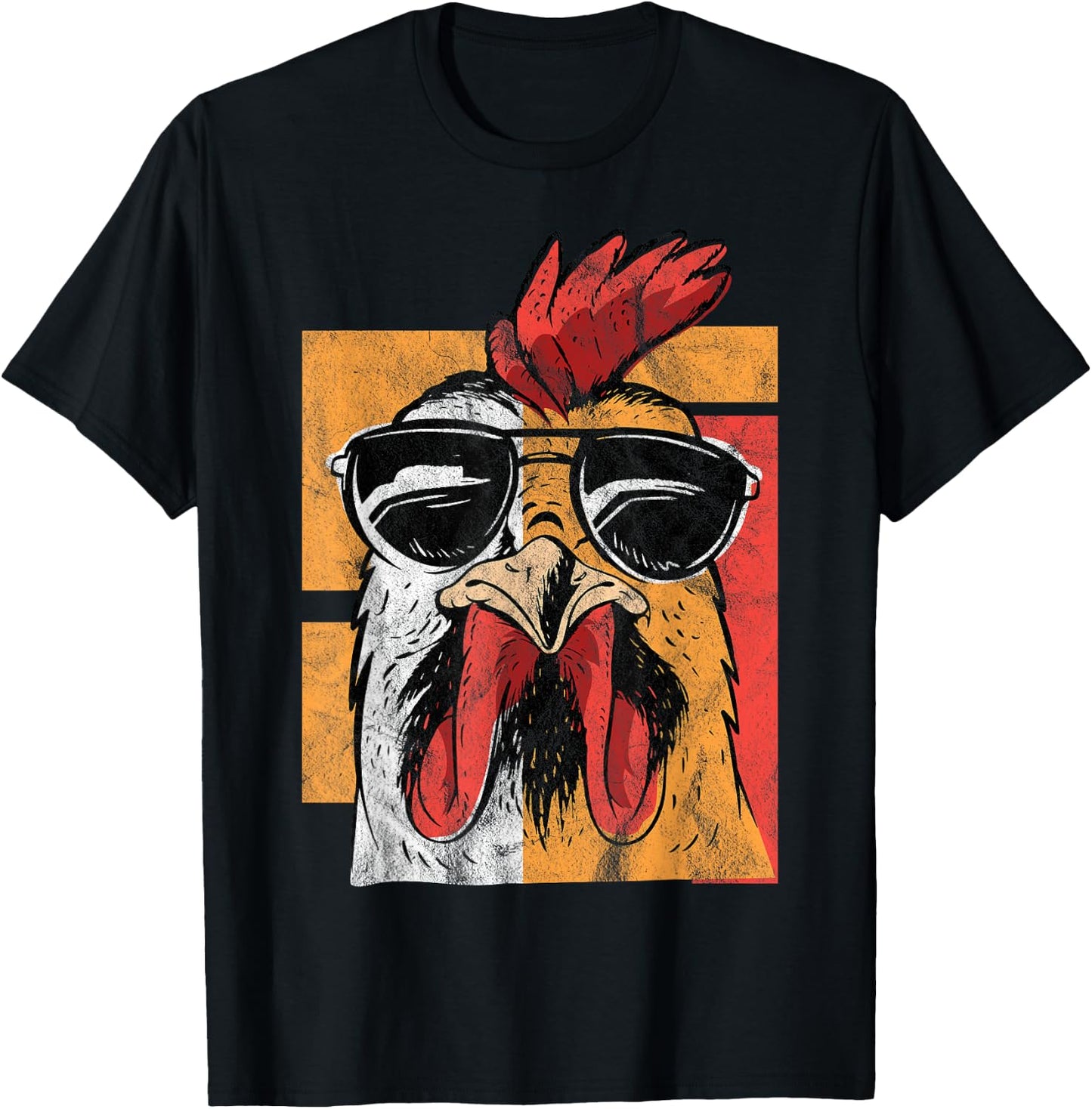 Cool Rooster Wearing Sunglasses Retro Vintage Chicken T-Shirt - T-Shirt | Black