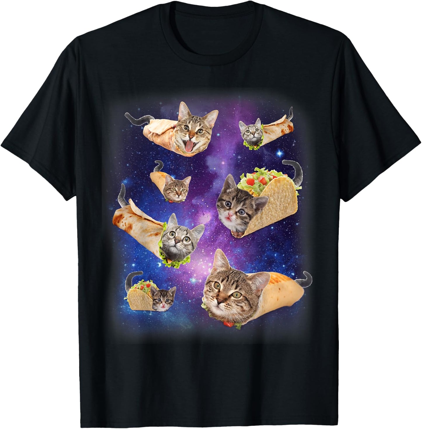 Burrito Cat and Taco Cat Space Galaxy Meme Tacocat Silly T-Shirt - T-Shirt | Black