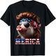 Pig Merica Mullet 4th of July And Father's Day Man Funny T-Shirt - T-Shirt | Black