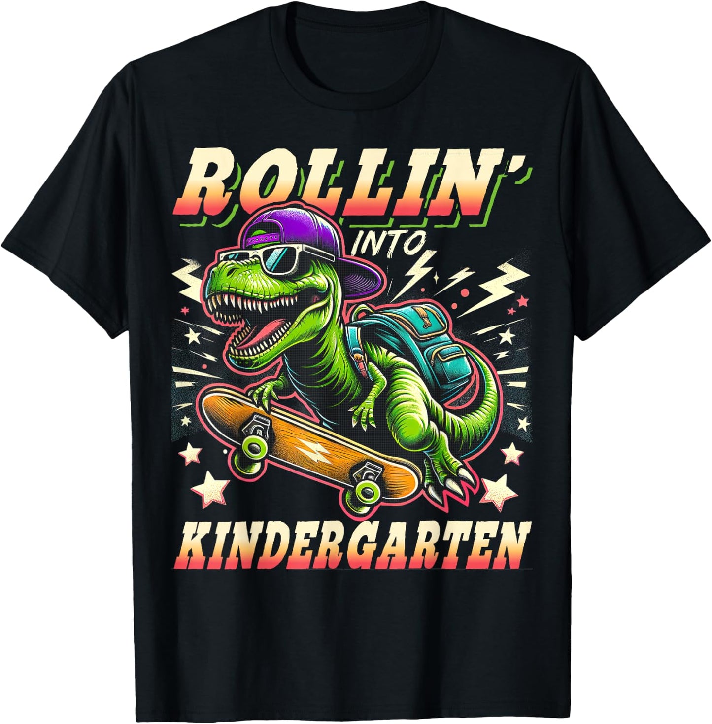 Back to School Kindergarten Dinosaur First Day of School Boy T-Shirt - T-Shirt | Black