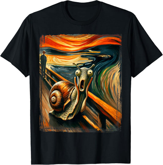 Artistic Scream Parody Funny Animal Painting Art Humor Snail T-Shirt - T-Shirt | Black