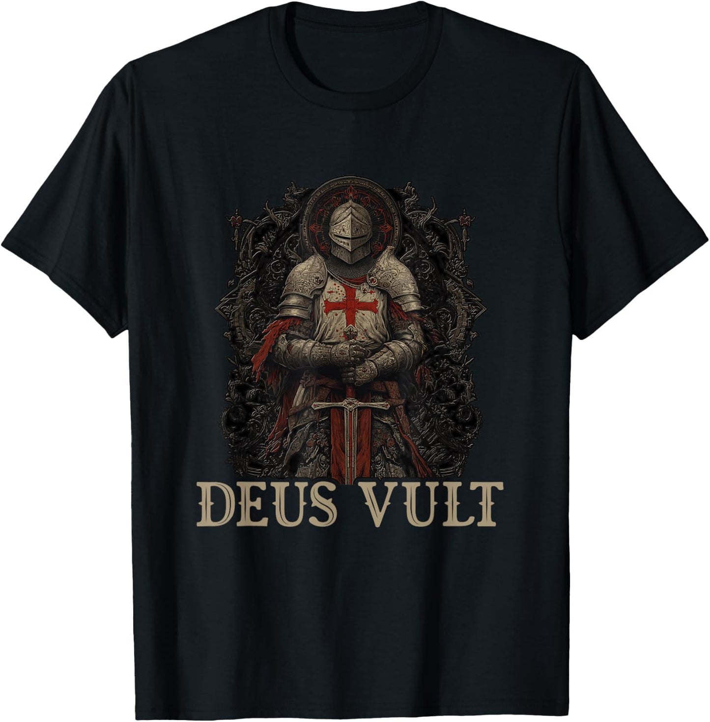 Temple Teutonic Templar Knight - Deus Vult T-Shirt - T-Shirt | Black
