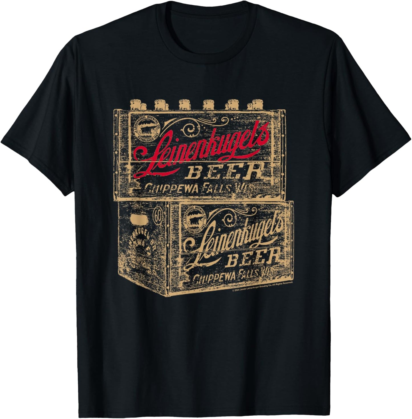 Coors Brewing Company Leinenkugel's Beer Boxes Distressed T-Shirt - T-Shirt | Black