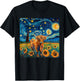 Aesthetic Scottish Highland Cow With Sunflowers Starry Night T-Shirt - T-Shirt | Black