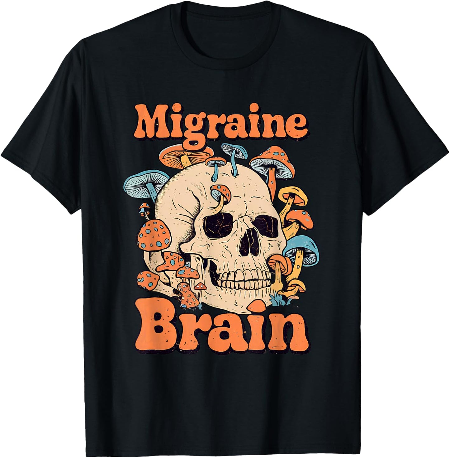 Chronic Migraine Awareness Month Brain Skull Purple Ribbon T-Shirt - T-Shirt | Black