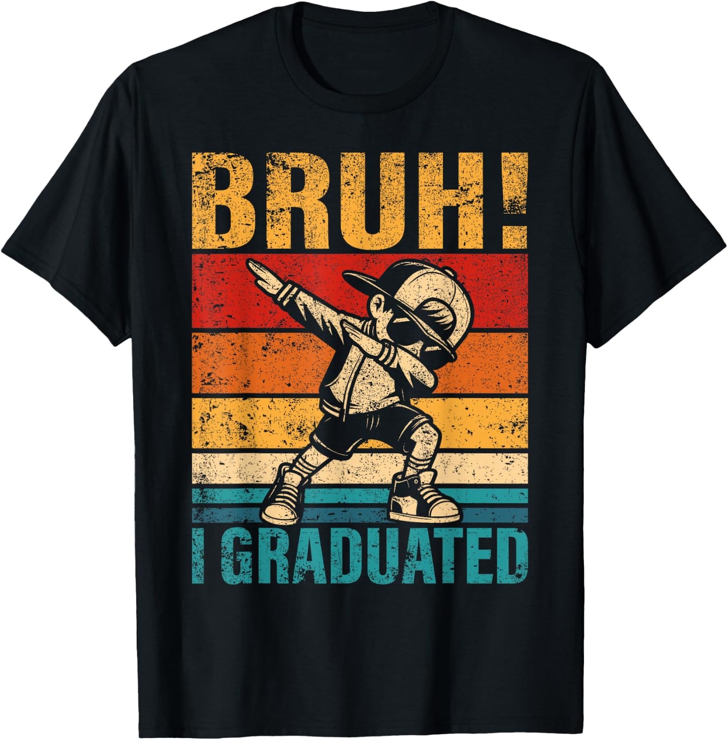 Dabbing Boy Bruh I Graduated School Graduation Student T-Shirt - T-Shirt | Black