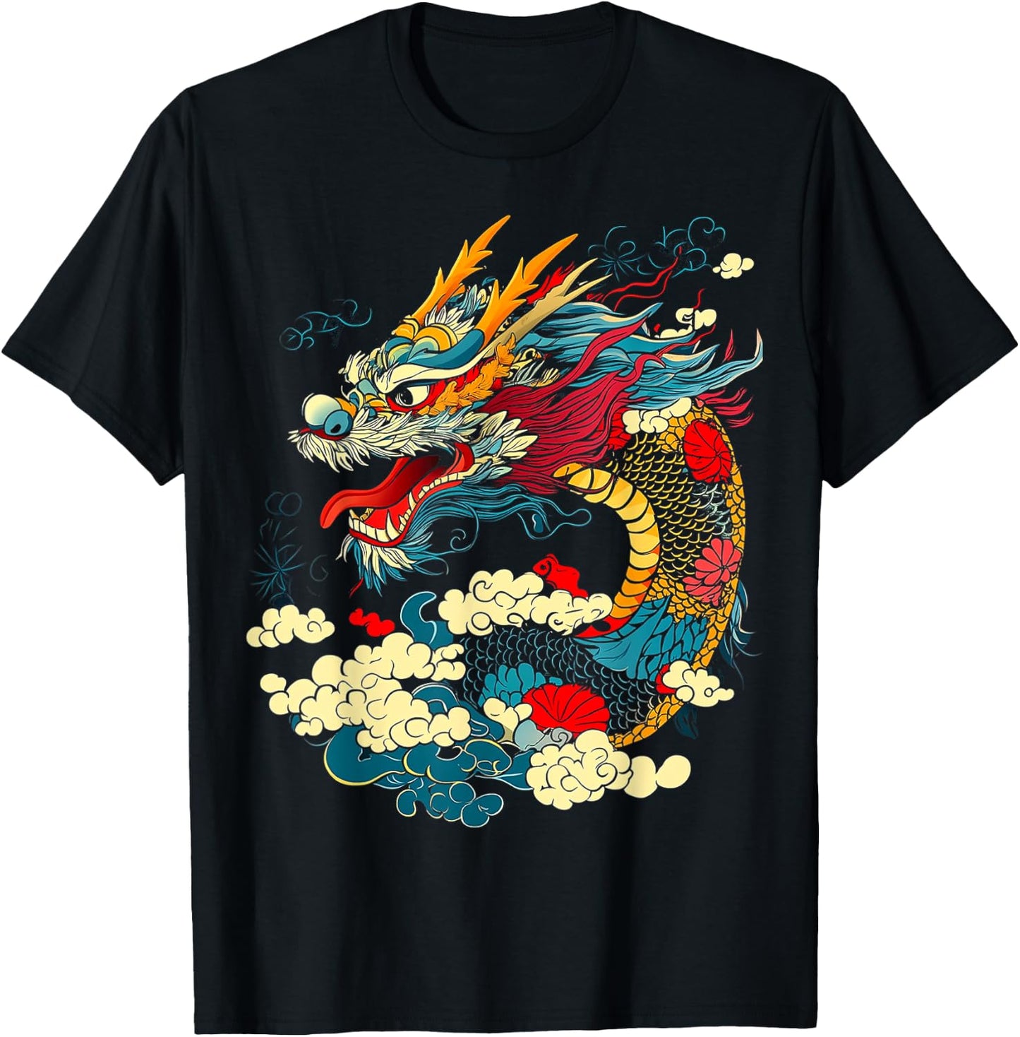Asian Dragon Motif Mythical Art Asian Dragon T-Shirt - T-Shirt | Black