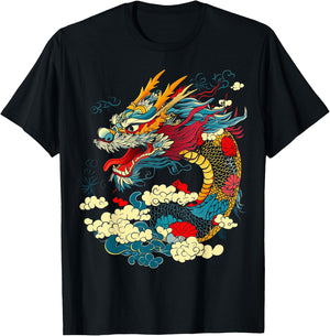 Asian Dragon Motif Mythical Art Asian Dragon T-Shirt - T-Shirt | Black