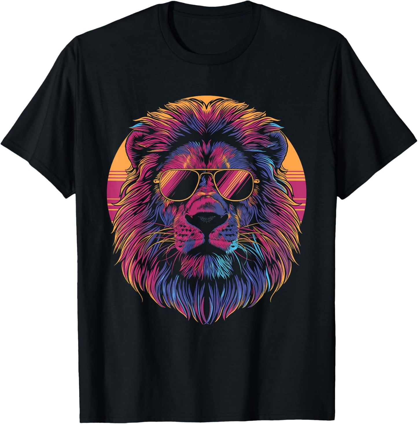 Lion Vaporwave Aesthetic Vintage Synthwave 80s 90s Retro T-Shirt - T-Shirt | Black