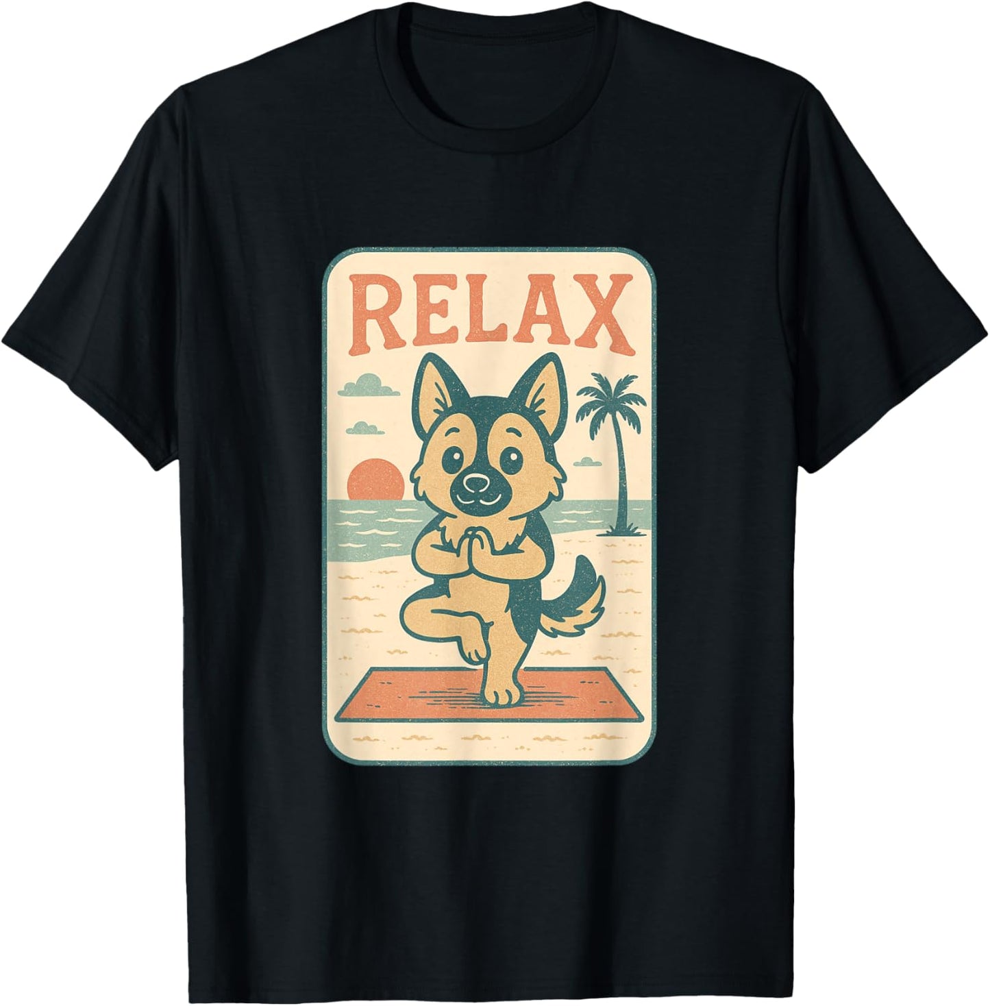 German Shepherd Relax Yoga Funny Relaxing Dog T-Shirt - T-Shirt | Black