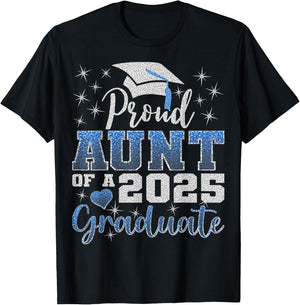 Super Proud Aunt of 2025 Graduate Awesome Family College T-Shirt - T-Shirt | Black