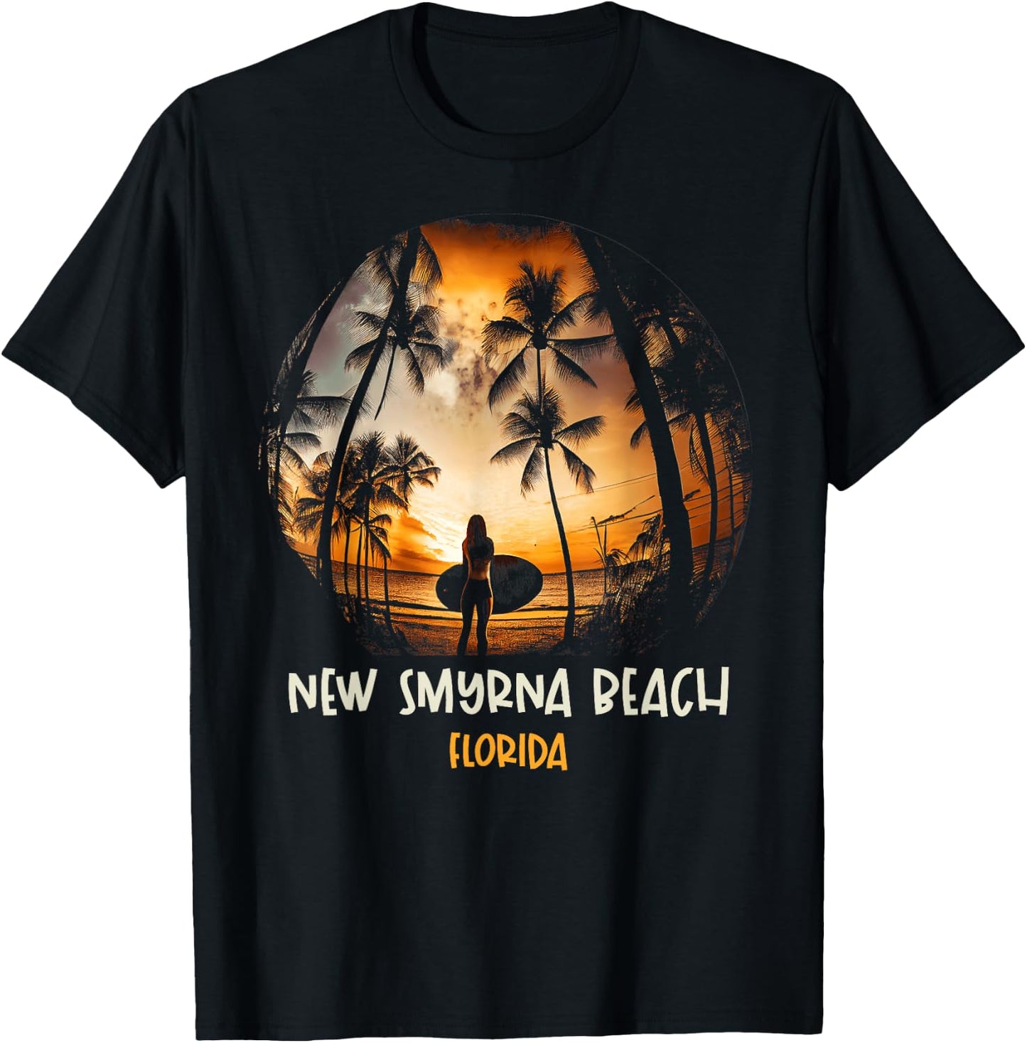 New Smyrna Beach Florida Surfing Surfboard T-Shirt - T-Shirt | Black