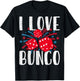 I Love Bunco Dice Game 4th of July Fireworks USA Patriotic T-Shirt - T-Shirt | Black