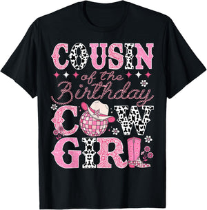 Cousin Of The Birthday CowGirl Rodeo Cousin Bday Party T-Shirt - T-Shirt | Black
