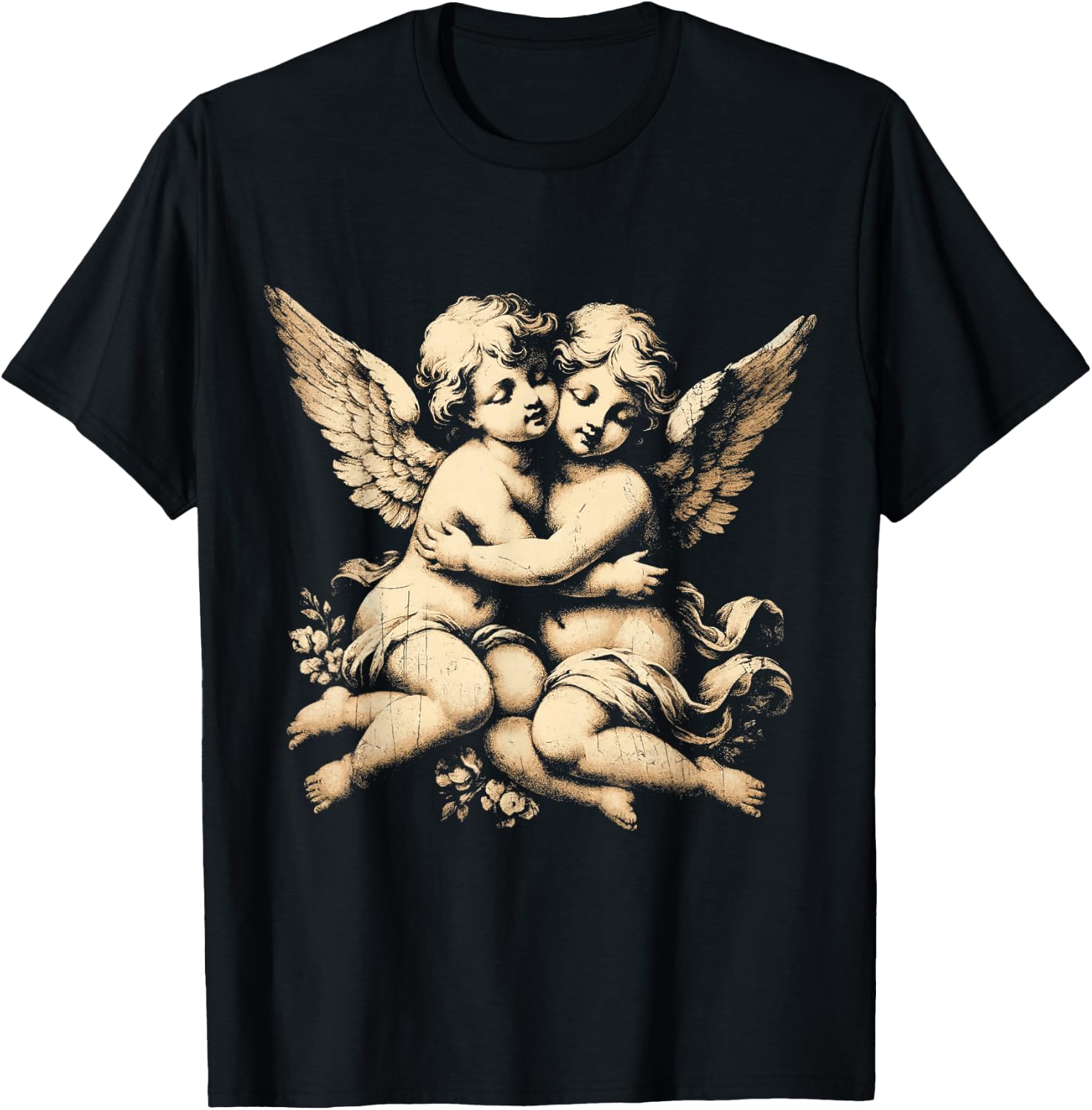 Vintage Cherub Angel - Angelic Art Little Baby Angels T-Shirt - T-Shirt | Black