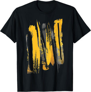 Black And Yellow Brushstrokes Graphic T-Shirt - T-Shirt | Black