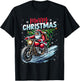 Merry Christmas Santa Riding Motorcycle Bike Biker Xmas 2025 T-Shirt - T-Shirt | Black