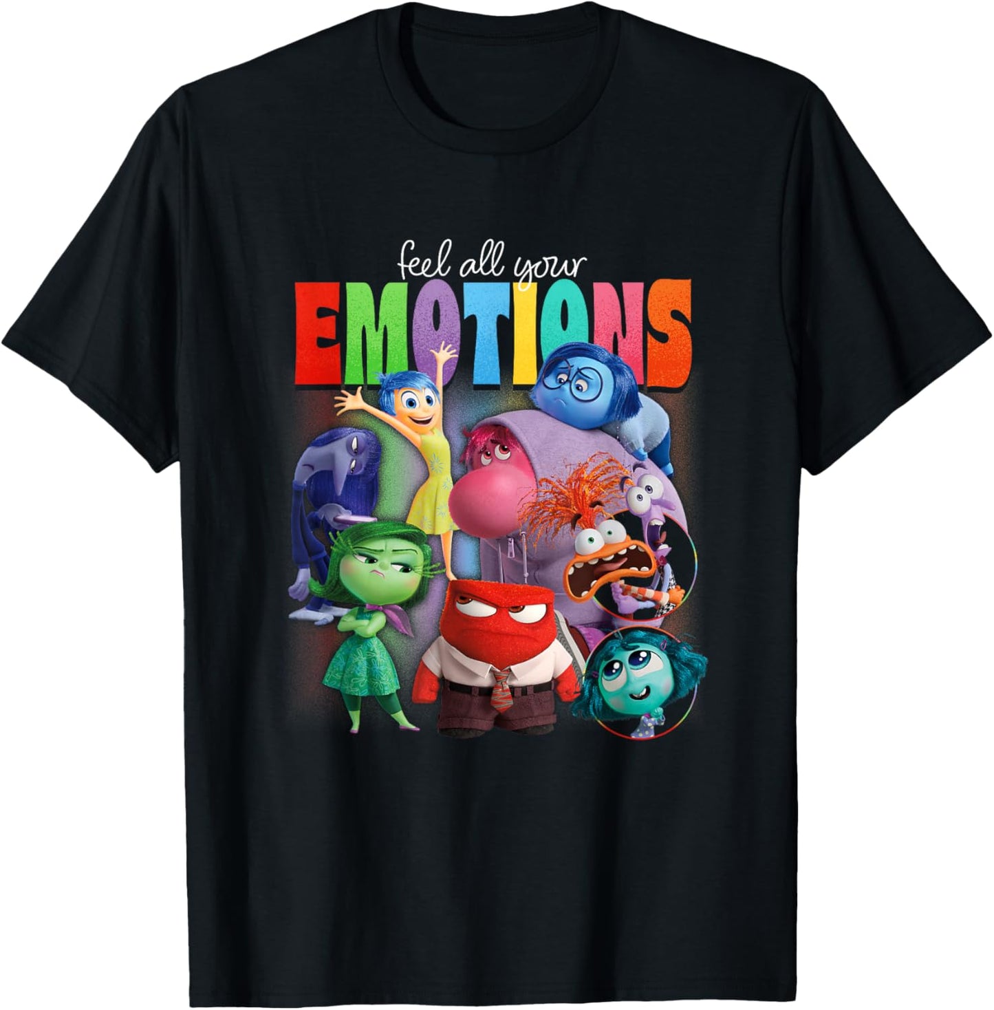 Disney Pixar Inside Out 2 Feel All Your Emotions Vintage T-Shirt - T-Shirt | Black
