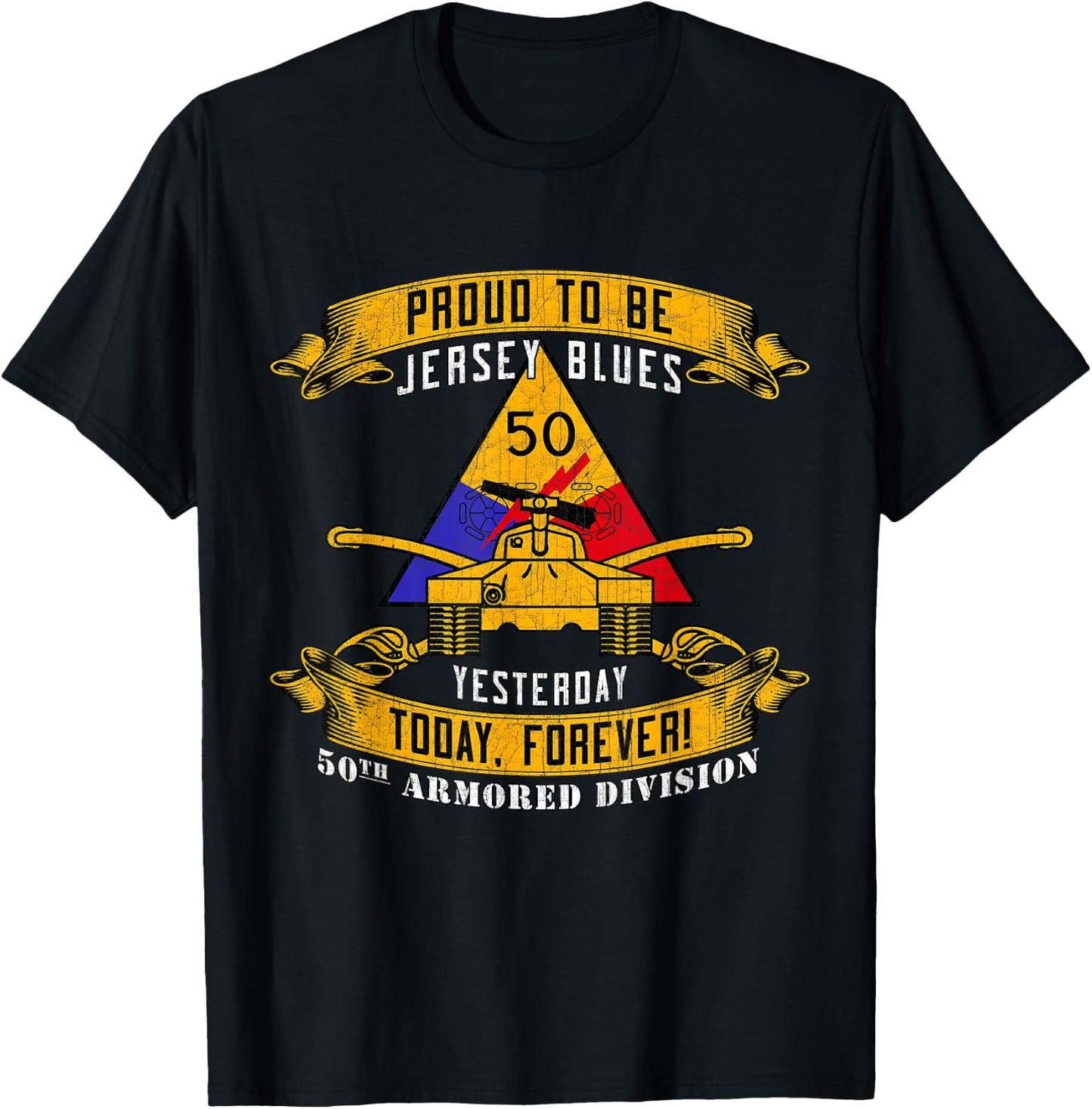 50th Armored Division 50th AD Jersey Blues Veteran Day Gifts T-Shirt - T-Shirt | Black