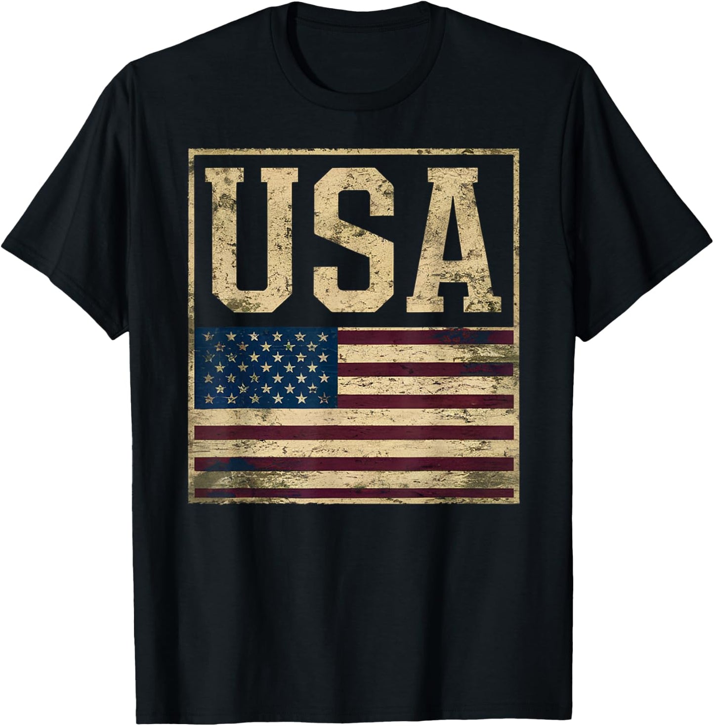 USA American Flag Vintage Patriotic Pride Design T-Shirt - T-Shirt | Black