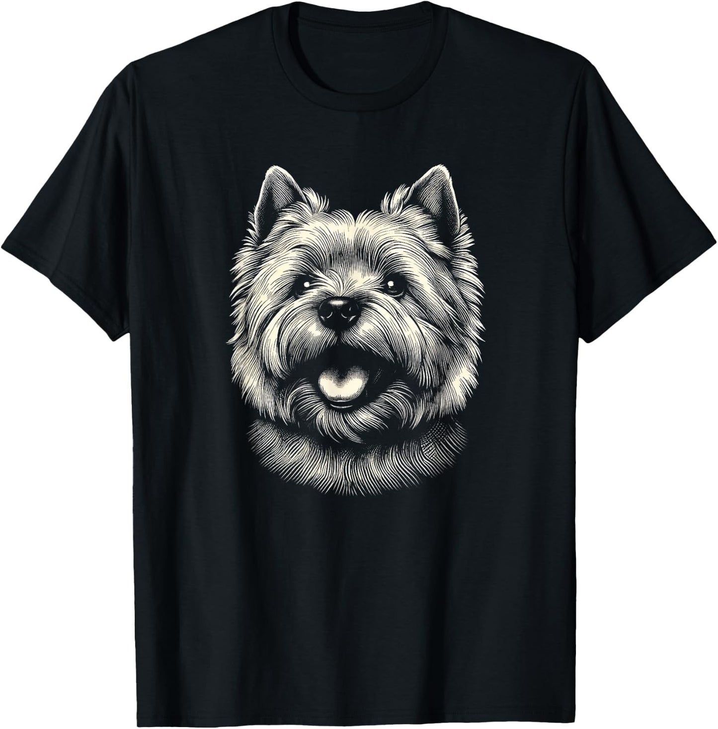 Cairn Terrier Dog Face Art Design And Men T-Shirt - T-Shirt | Black