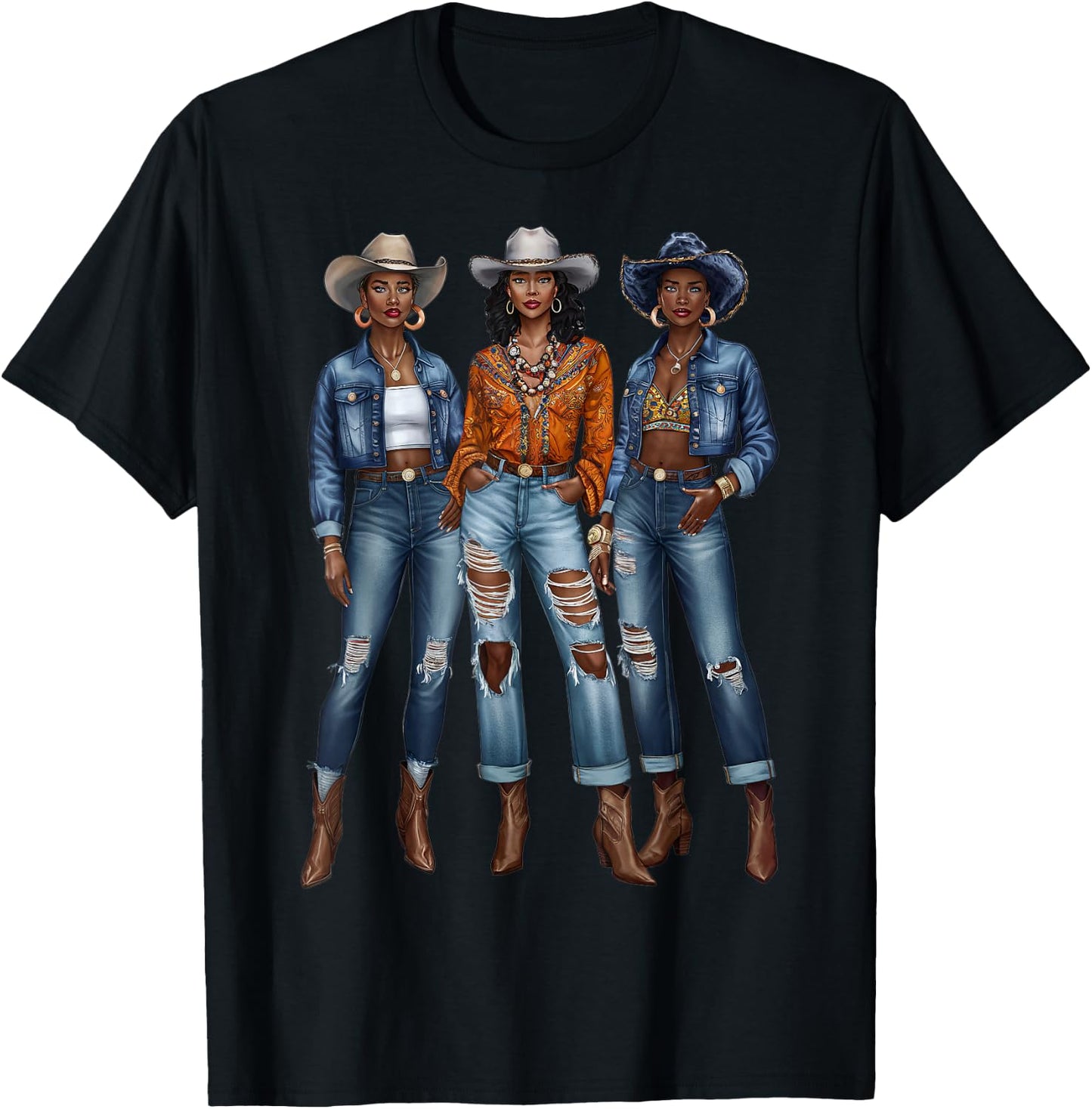 Black Cowgirl Vibes Melanin Black History Texas T-Shirt - T-Shirt | Black