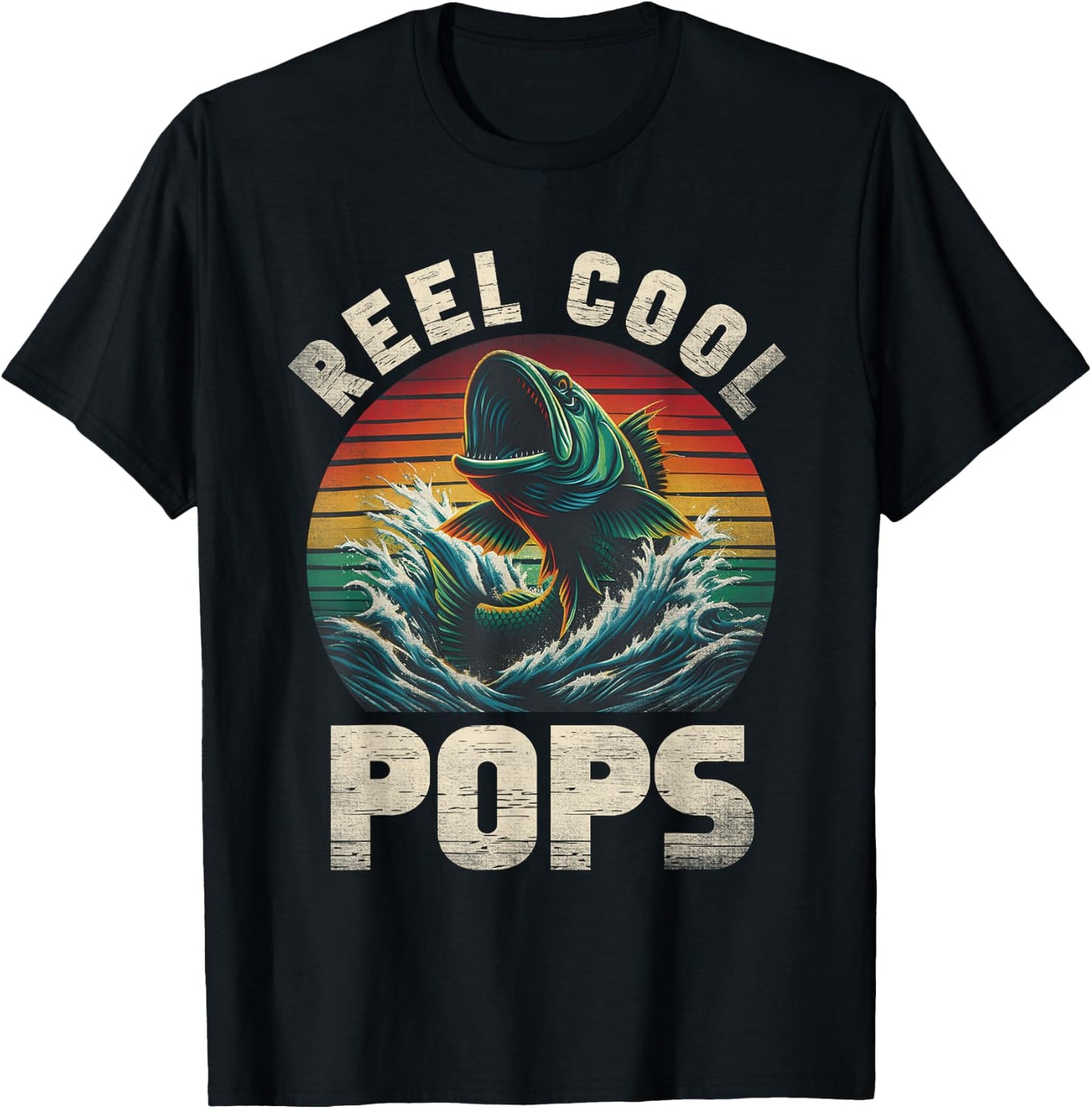 Reel Cool Pops Fishing Pops Pop Father's Day Fisherman Fish T-Shirt - T-Shirt | Black