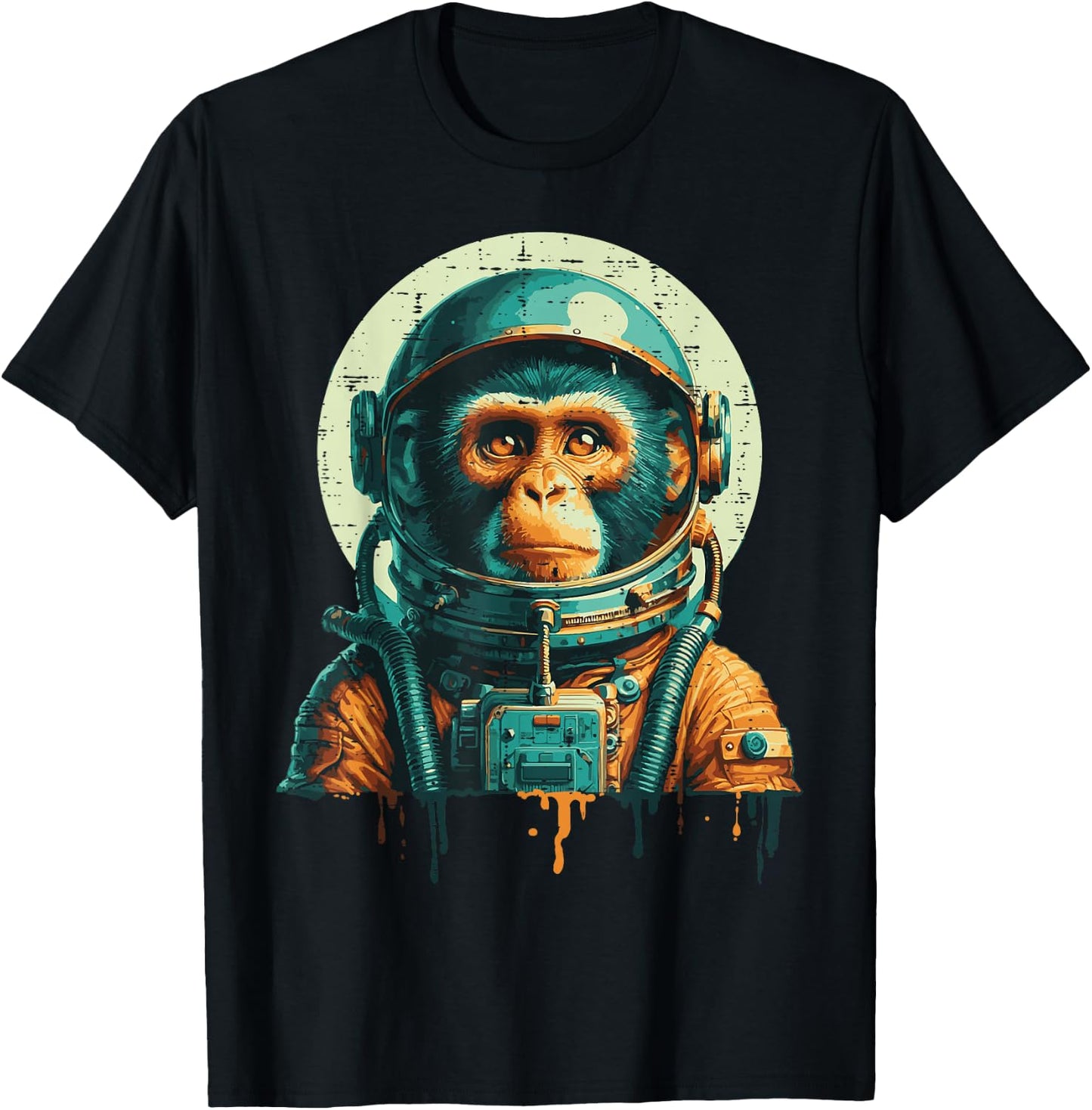 Astronaut Monkey Vintage Space Chimp Spaceman Kids Men Women T-Shirt - T-Shirt | Black