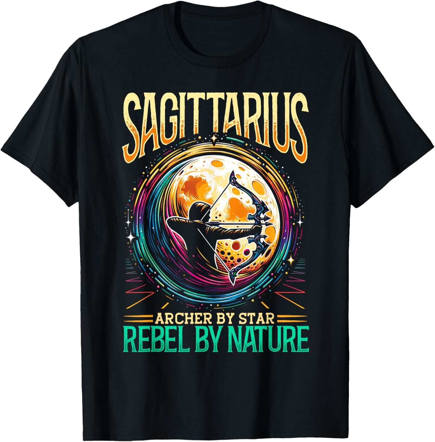 Sagittarius Zodiac Sign Moon Astrology Star Sign T-Shirt - T-Shirt | Black