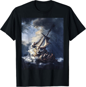 Rembrandt Christ in the Storm on the Sea of Galilee T-Shirt - T-Shirt | Black