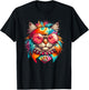 Psychedelic Peace Cat Colorful Hippie Retro Groovy Vibes T-Shirt - T-Shirt | Black