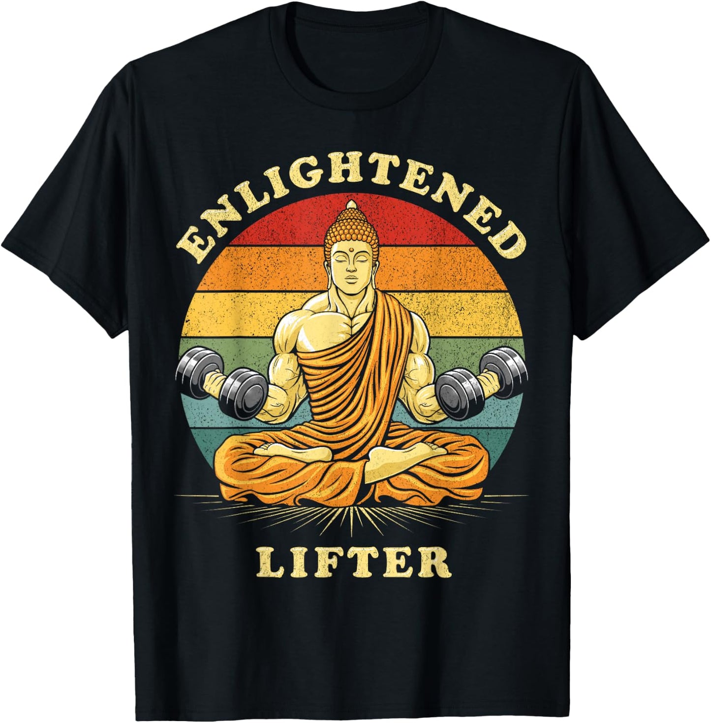Enlightened Lifter Funny Workout Gym Weightlifting Lifting T-Shirt - T-Shirt | Black