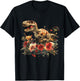 Trex Dinosaur Dino Floral Flower T-Shirt - T-Shirt | Black