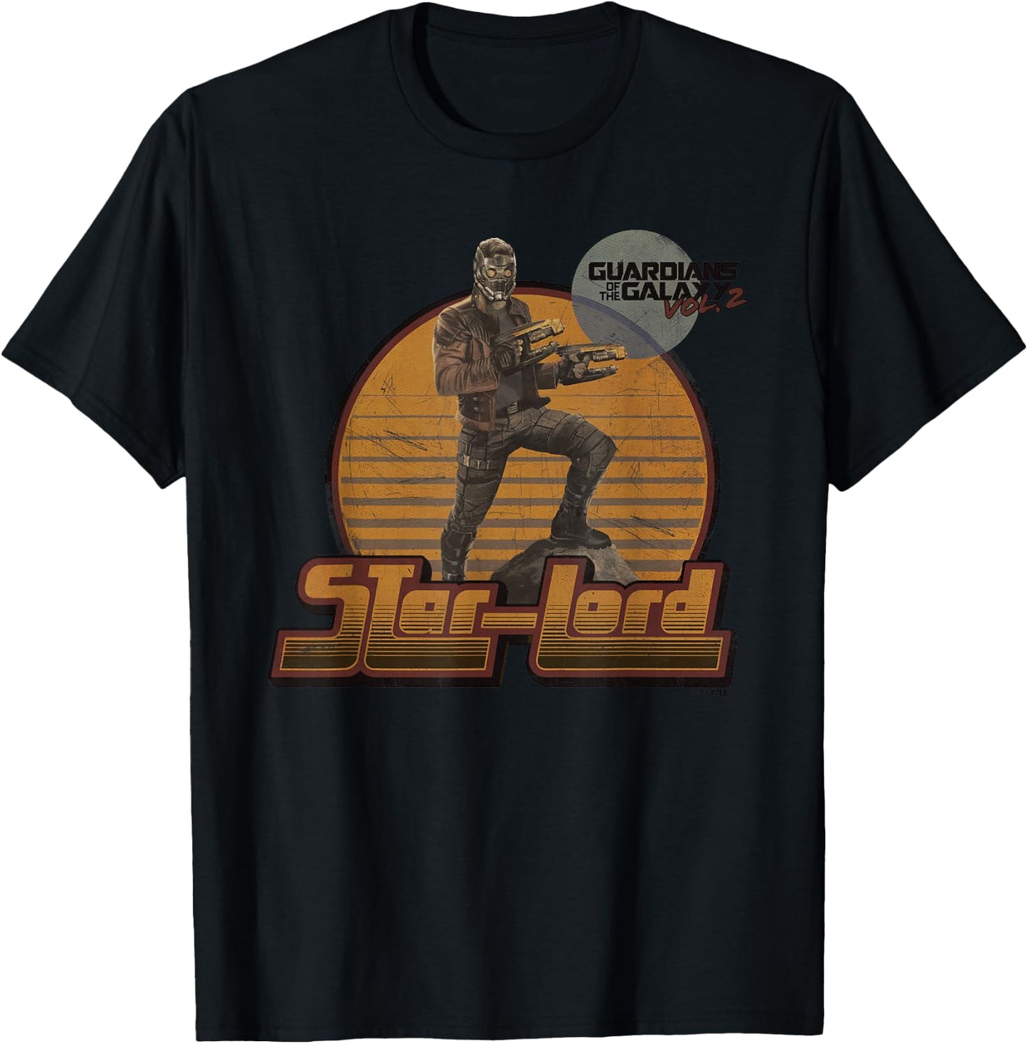 Marvel Guardians of The Galaxy Vol 2 Star-Lord Hero Vintage T-Shirt - T-Shirt | Black