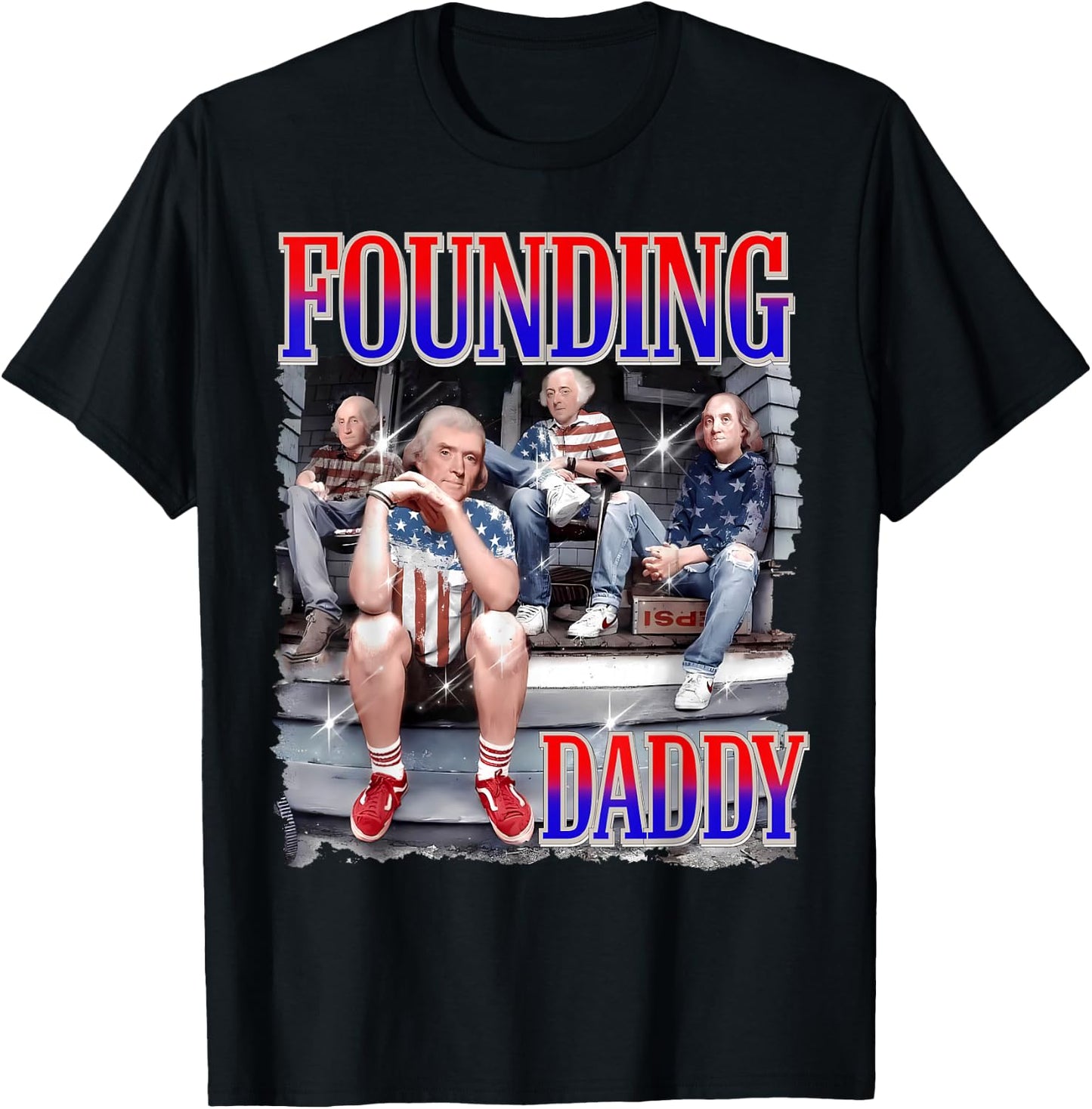 4th of July Shirt Founding Daddy George Washington 1776 T-Shirt - T-Shirt | Black