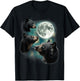 Three Black Bear Moon | 3 Wild Bears Gazing at The Moonlight T-Shirt - T-Shirt | Black