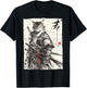 Samurai Cat Warrior Ukiyo Ink Artwork Cat Samurai T-Shirt - T-Shirt | Black