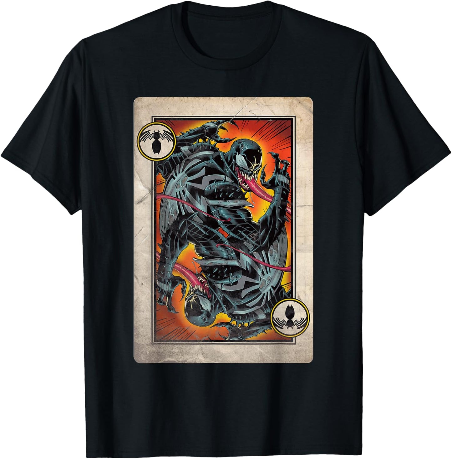 Marvel Retro Comics Venom Playing Card T-Shirt - T-Shirt | Black