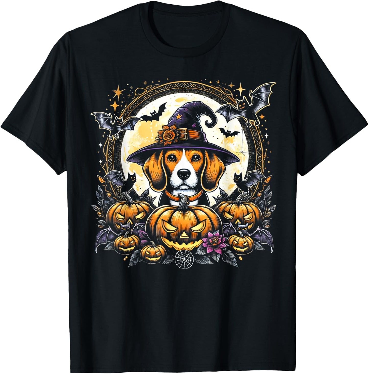 Beagle Halloween Witch Decor T-Shirt - T-Shirt | Black