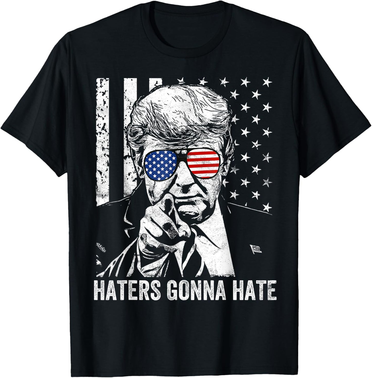 Amazing Patriot -Adults Funny Haters Gonna Hate President Donald Trump Middle Finger - Black, Small T-Shirt - T-Shirt | Black