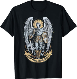 Archangel Catholic Religion Christianity Guardian Angel T-Shirt - T-Shirt | Black