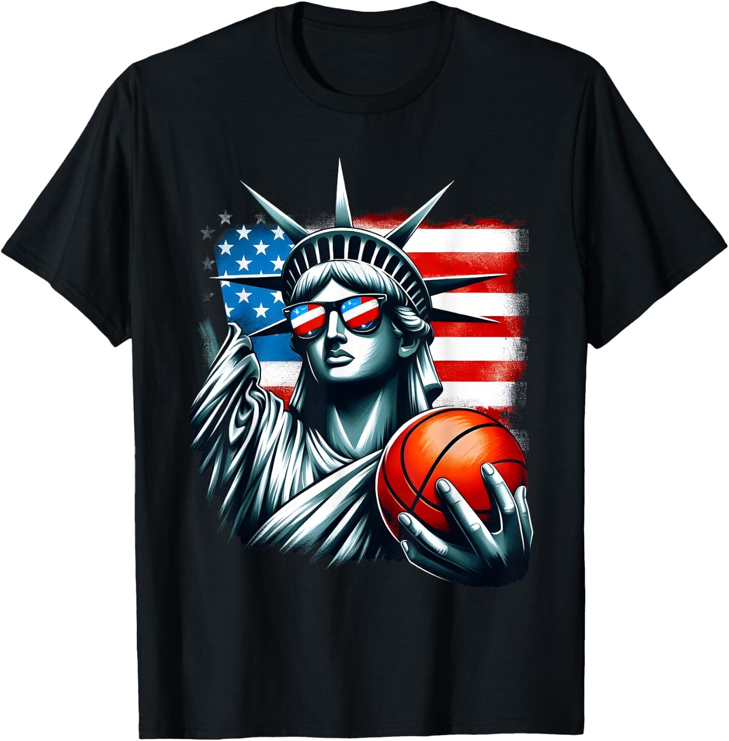 Independence Day 4th of July Statue of Liberty Basketball Kids Men T-Shirt - T-Shirt | Black