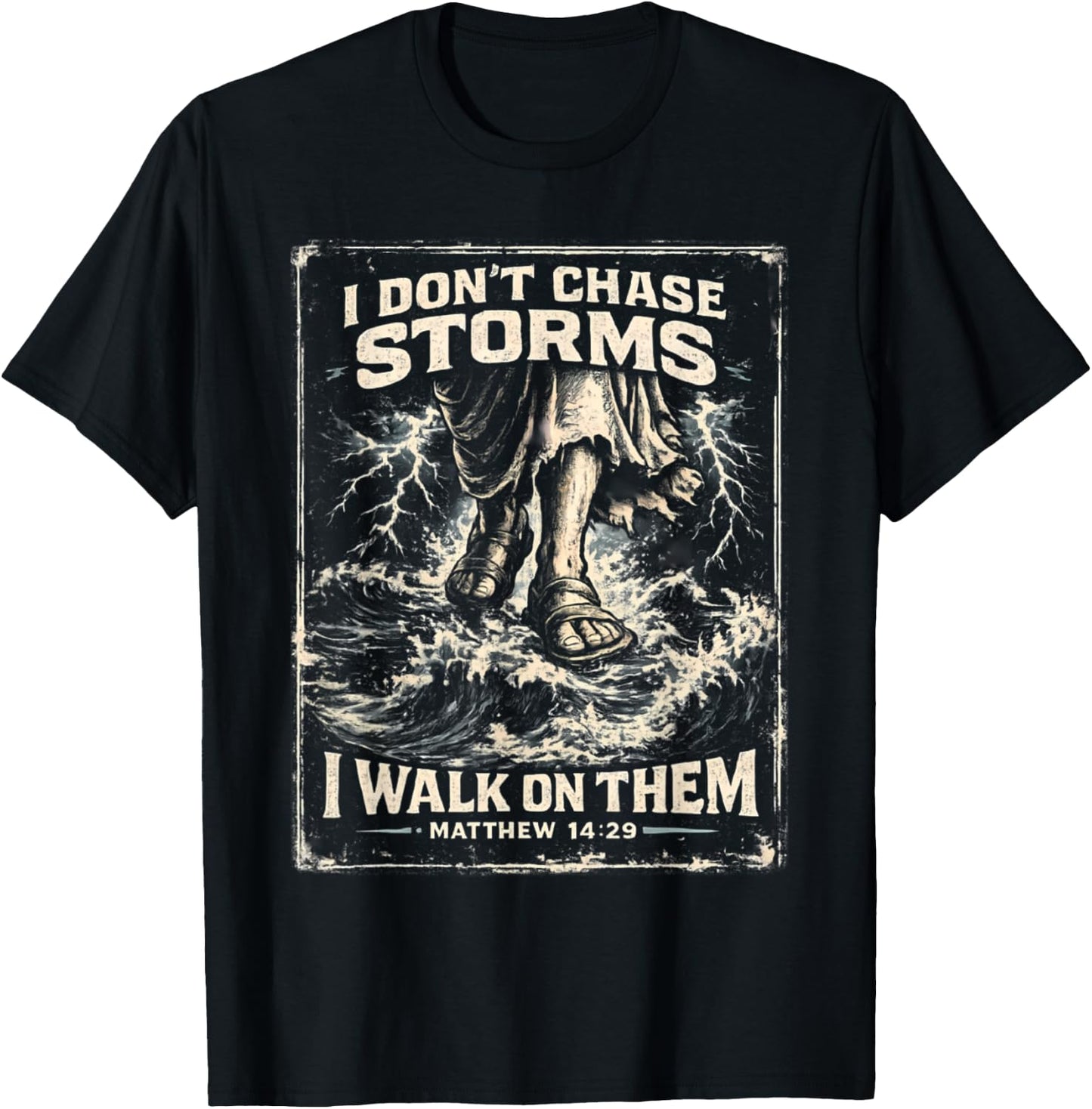 Jesus Walking on Water Matthew 14:29 Funny Christian T-Shirt - T-Shirt | Black