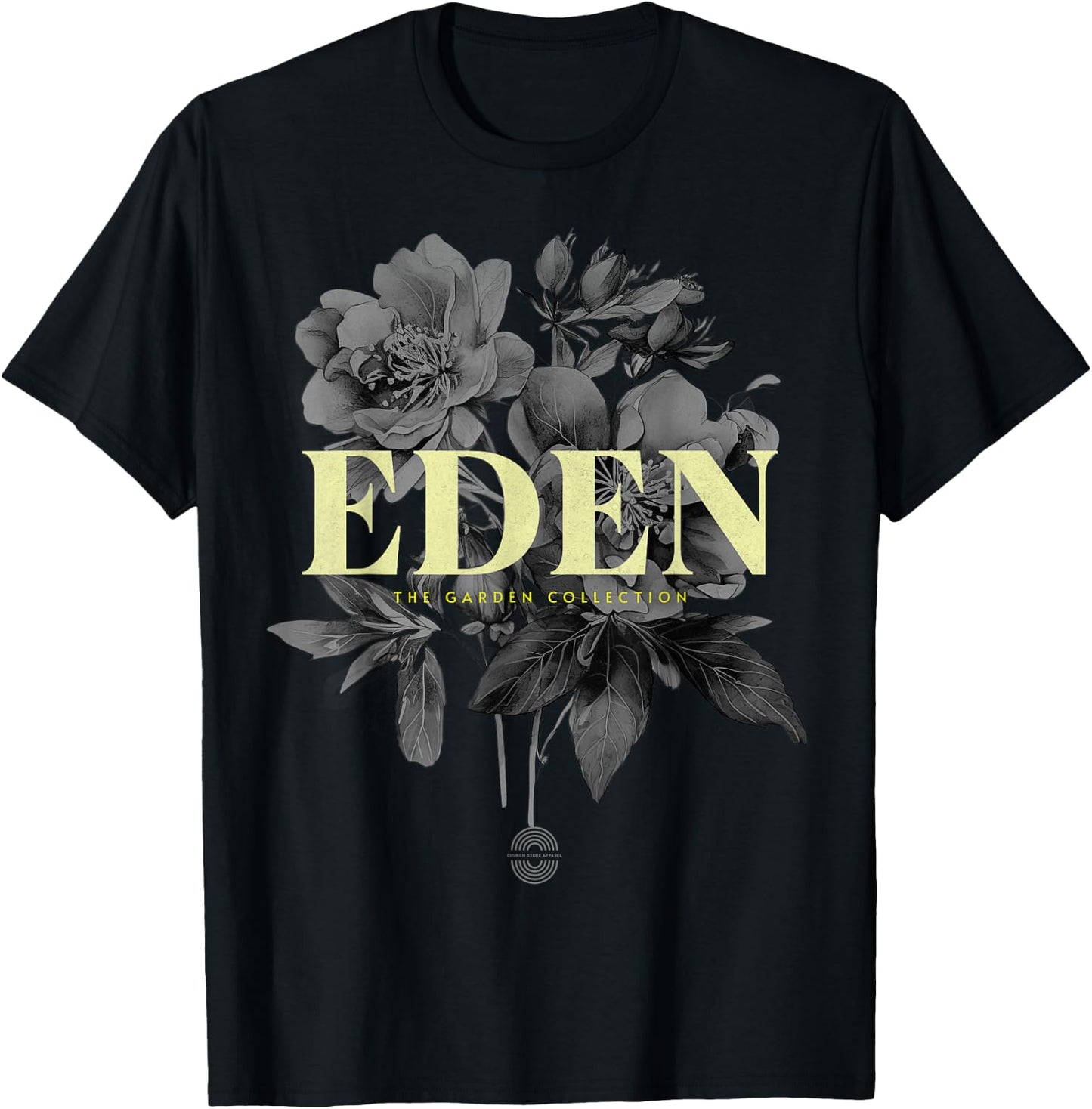 The Garden Of Eden, The Biblical Garden Collection, Floral T-Shirt - T-Shirt | Black