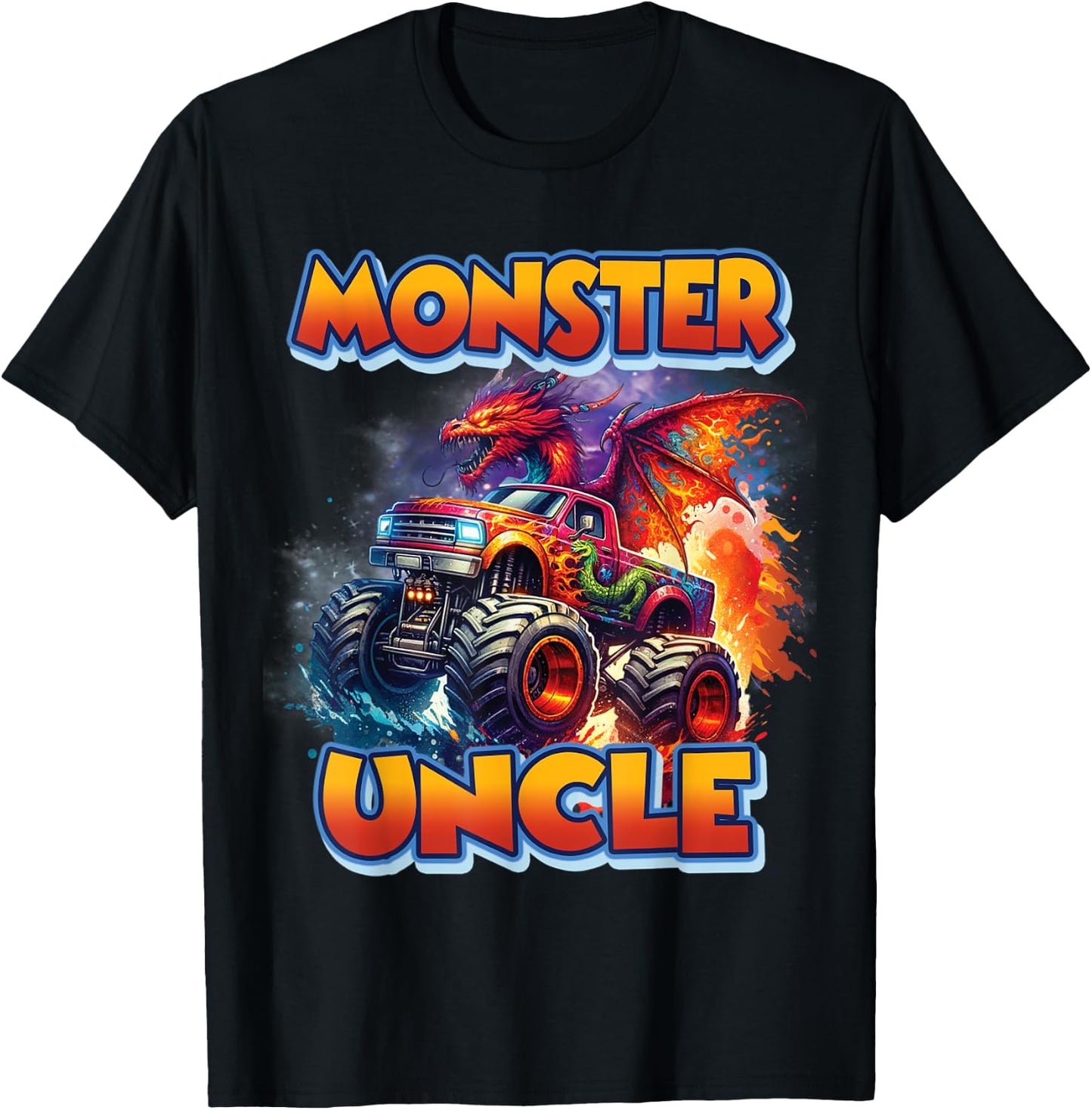 Monster Uncle Birthday Boy Monster Truck Car Family Matching T-Shirt - T-Shirt | Black