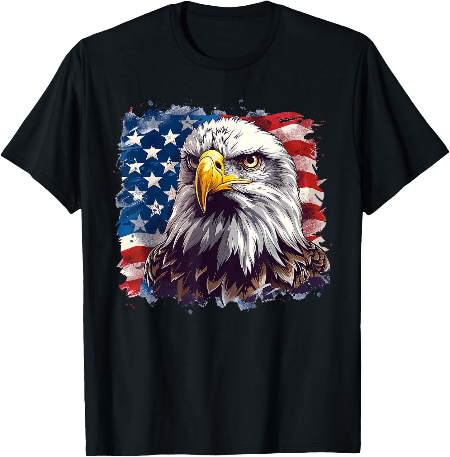 Funny 4th Of July Eagle Patriotic USA Flag Men Women Kids T-Shirt - T-Shirt | Black