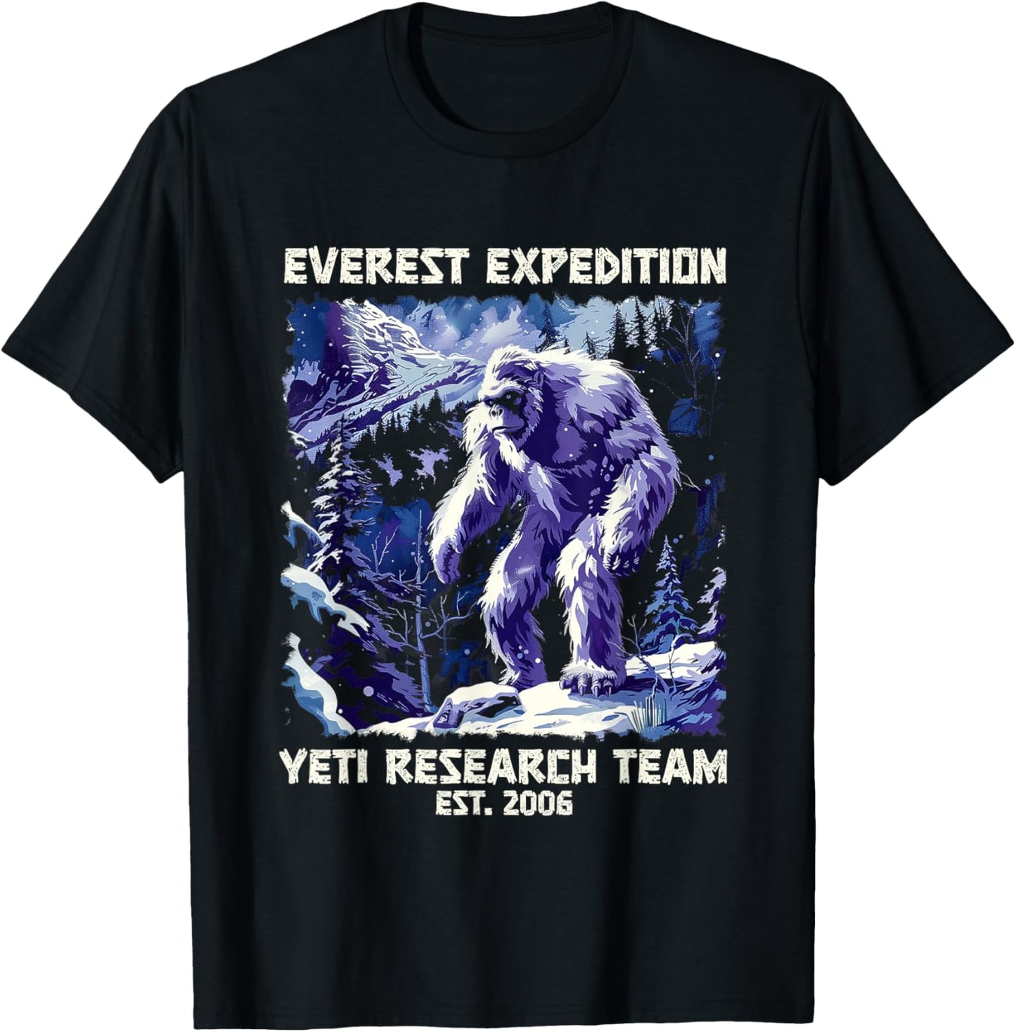 Graphic Everest Expedition Yeti Research Team Funny Animal T-Shirt - T-Shirt | Black