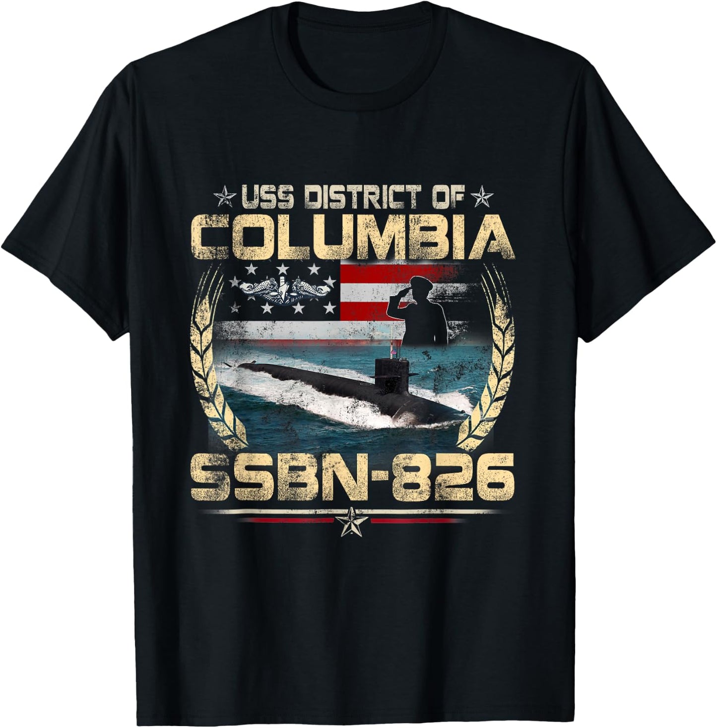 USS District of Columbia SSBN-826 USA Flag Submarine Veteran Men T-Shirt - T-Shirt | Black