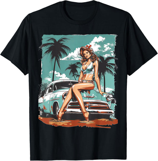Pinup Girl Pin Up Vintage Retro girls T-Shirt - T-Shirt | Black